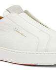 White Tumbled Leather Slip-on Sneaker