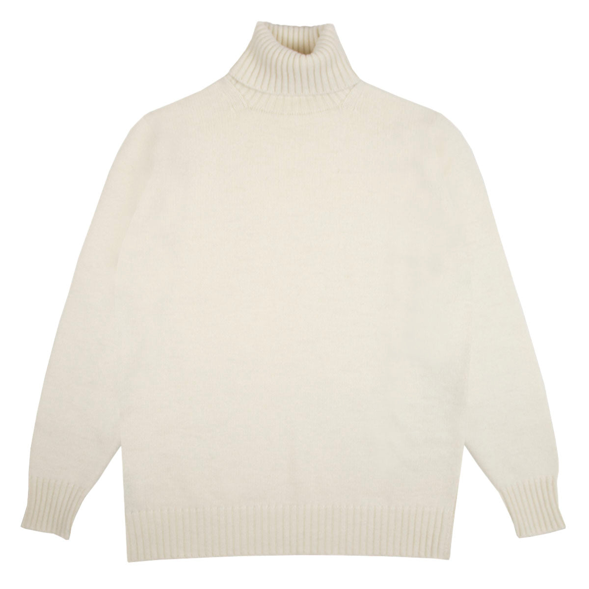 White Undyed Portree 4ply Roll Neck Cashmere Sweater  Robert Old   