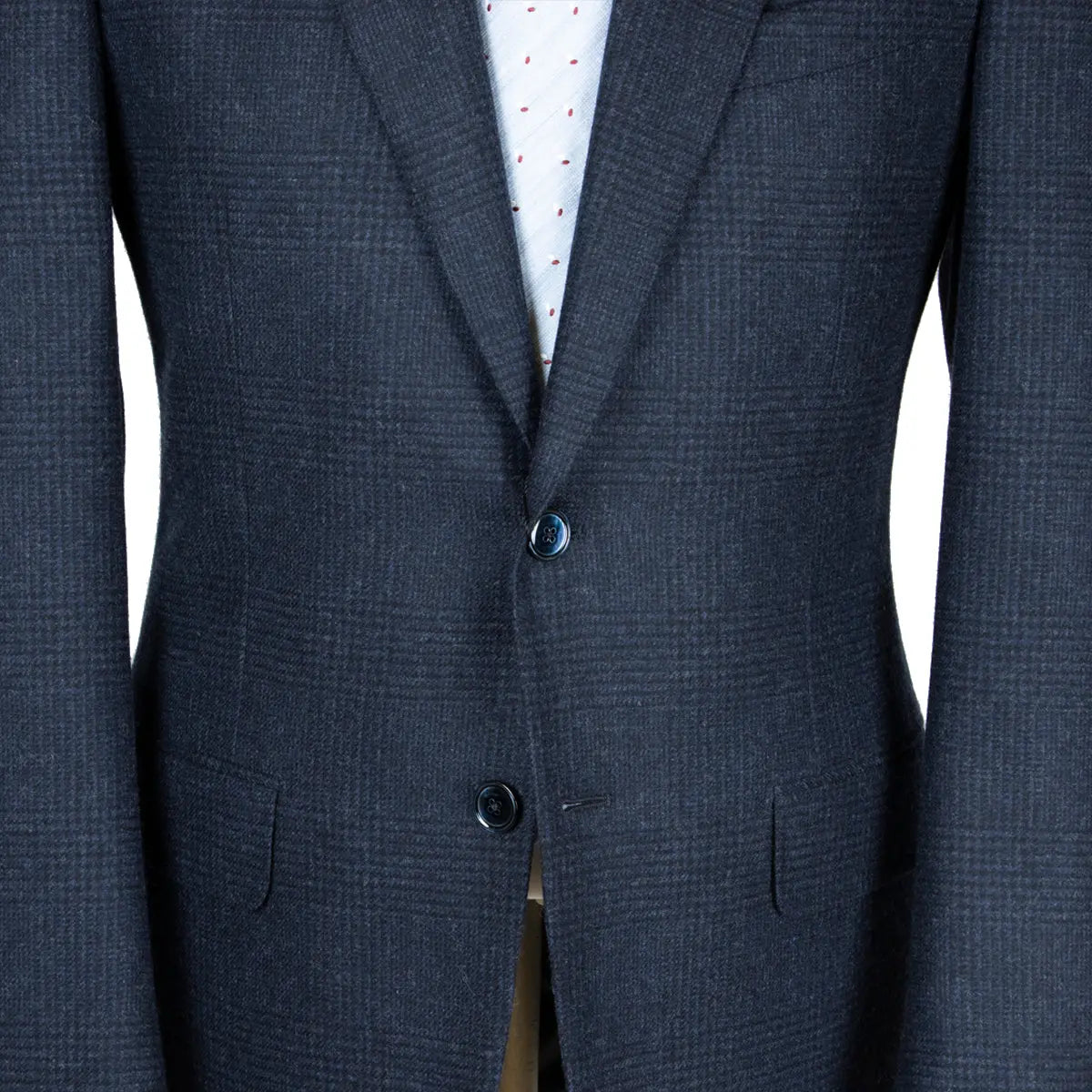 Navy Check Wool & Cashmere Jacket  Robert Old   