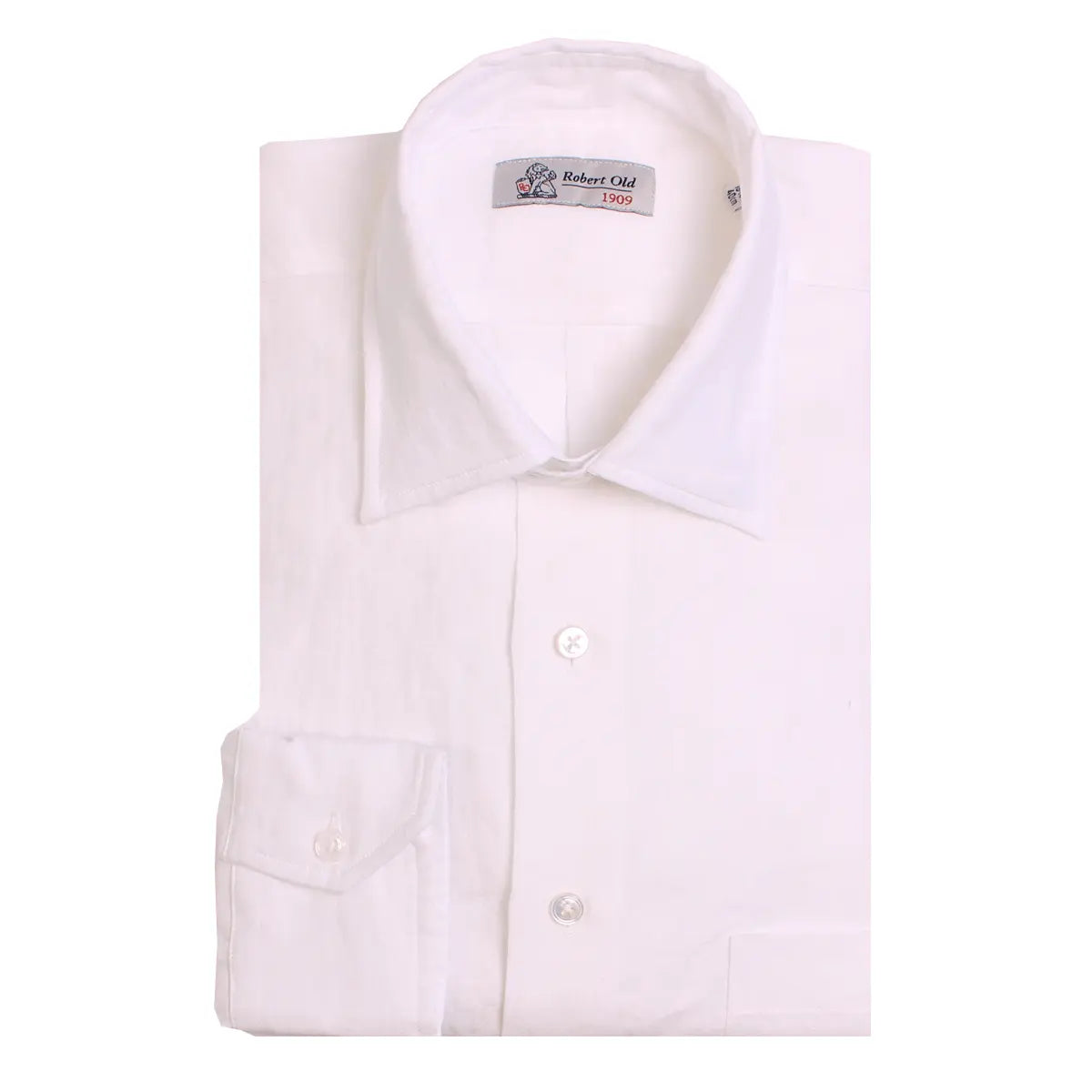White Irish Linen Long Sleeve Shirt  Robert Old   