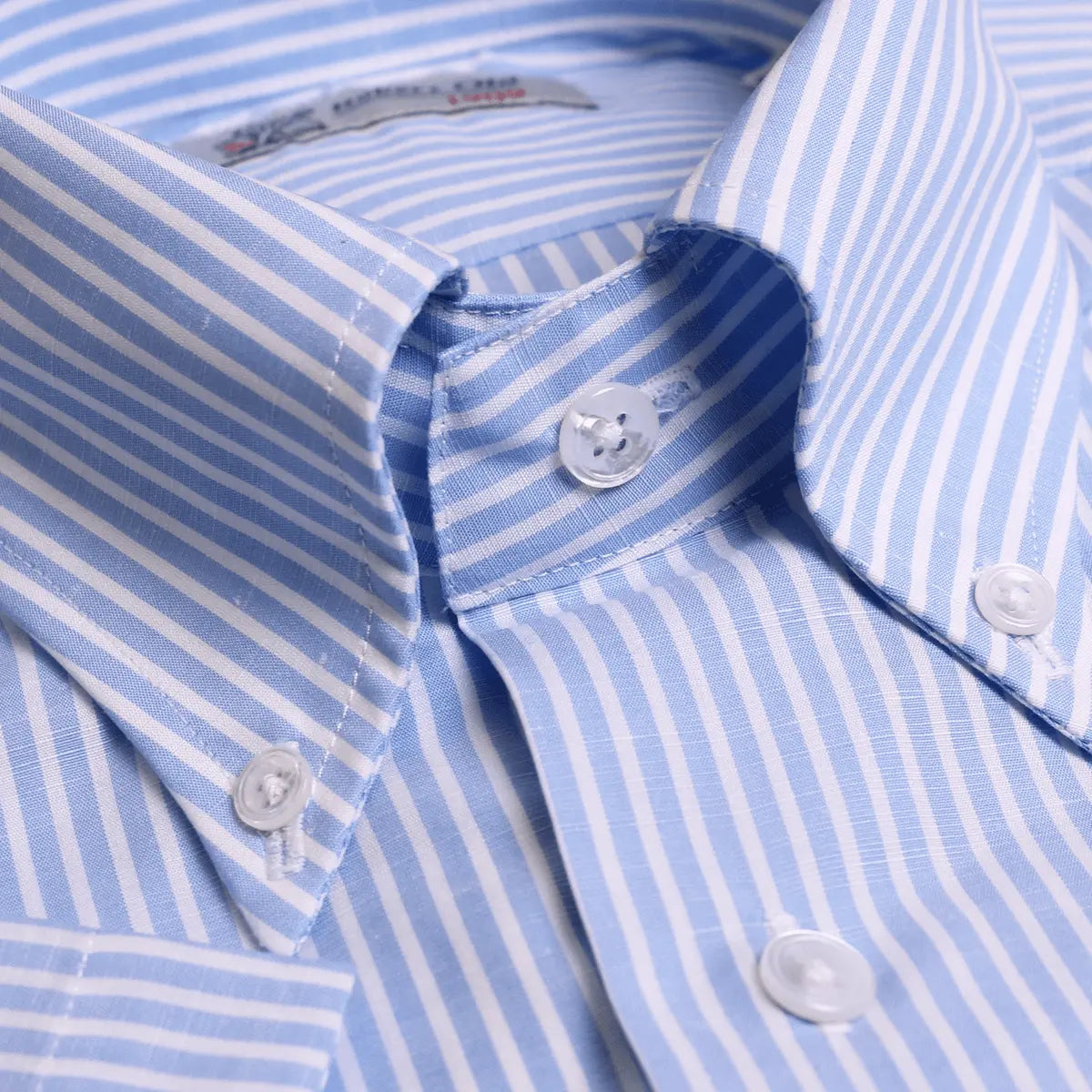 Light Blue Stripe Swiss Cotton Shirt  Robert Old   