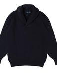 Dark Navy Torridon 8Ply Cashmere Shawl Collar Pullover  Robert Old   