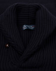 Dark Navy Torridon 8Ply Cashmere Shawl Collar Pullover  Robert Old   