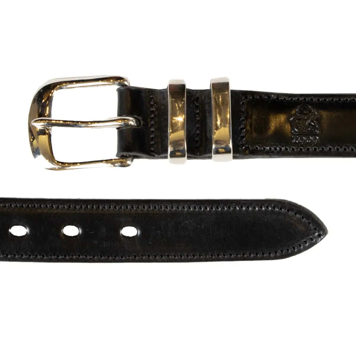 Black 'Tamar' Bridle Hide Leather Belt  Robert Old   