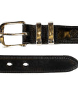 Black 'Tamar' Bridle Hide Leather Belt  Robert Old   