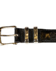 Black 'Tamar' Bridle Hide Leather Belt  Robert Old   