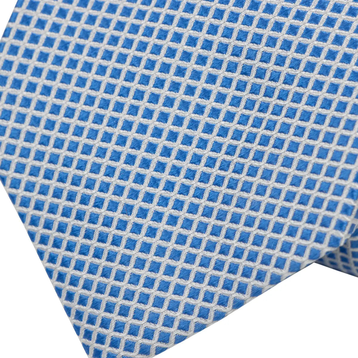 Blue Windowpane 100% Silk Tie  Robert Old   