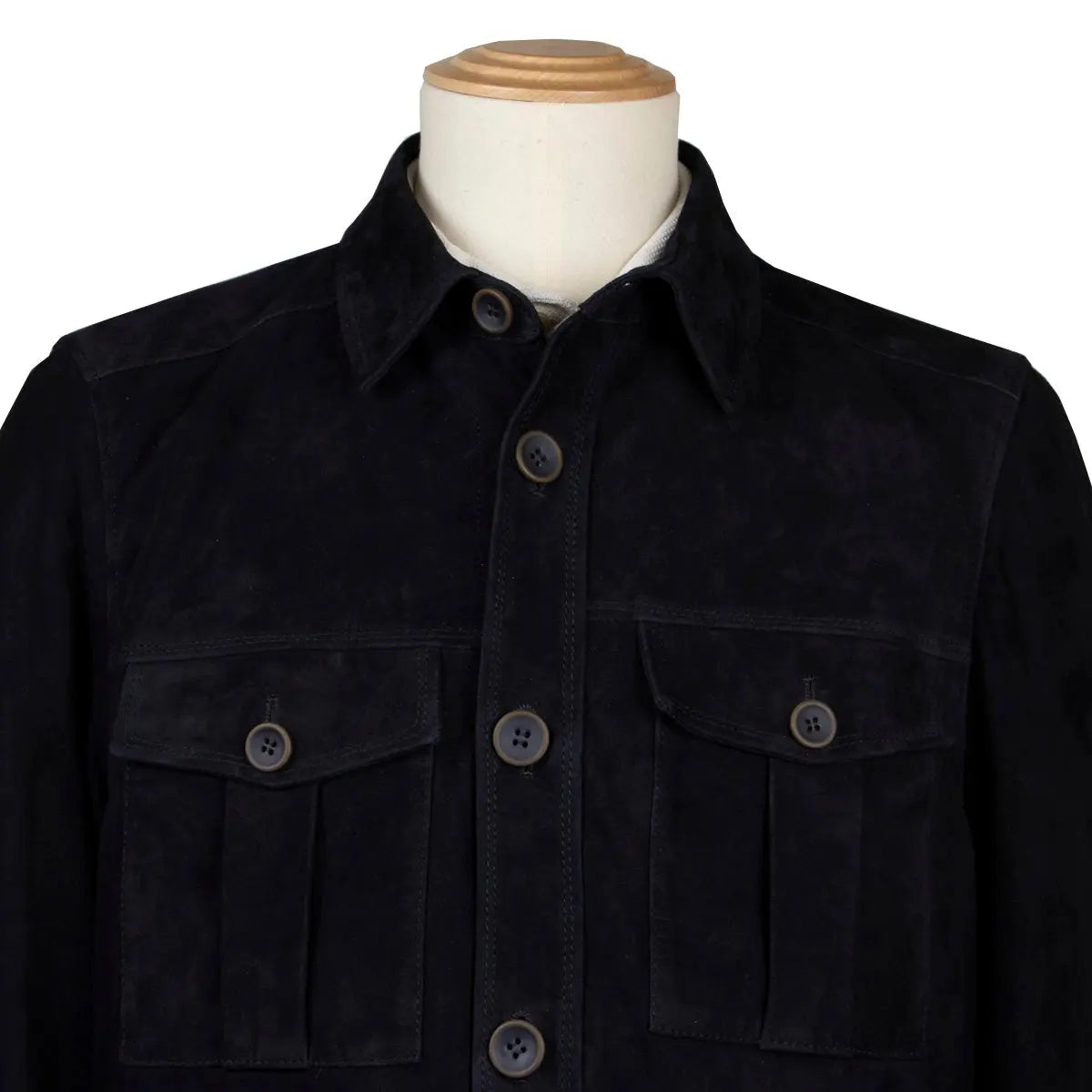 Navy-Blue Nubuck Suede Shirt Jacket  Robert Old   
