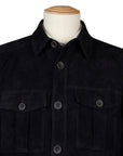 Navy-Blue Nubuck Suede Shirt Jacket  Robert Old   