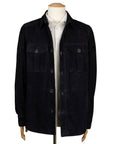 Navy-Blue Nubuck Suede Shirt Jacket  Robert Old   