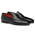 Black Polished Leather Penny Loafer SHOES Santoni