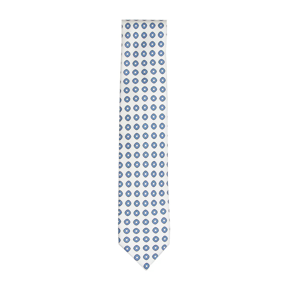 White & Blue Motif 100% Silk Tie  Robert Old   
