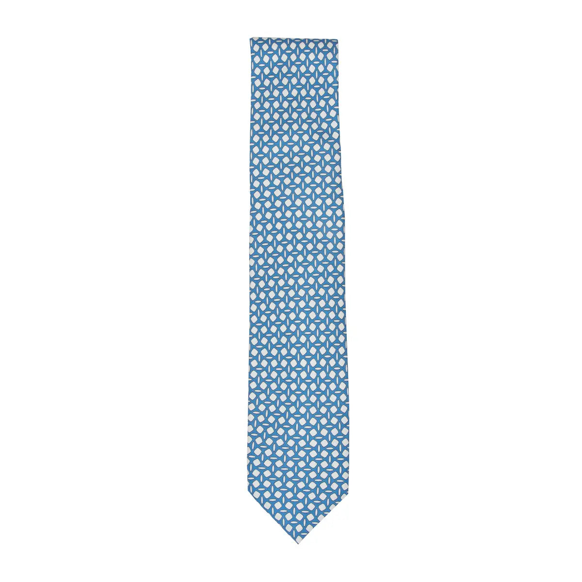 Blue & White Oval 100% Silk Tie  Robert Old   