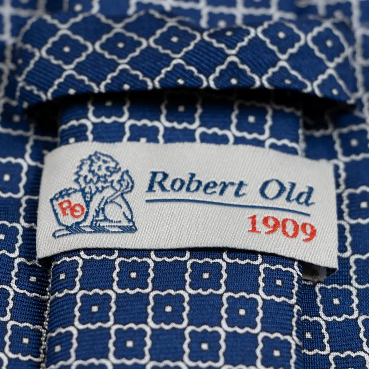 Blue Square Motif 100% Silk Tie  Robert Old   