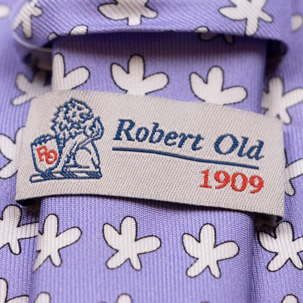 Lilac Floral Motif 100% Silk Tie  Robert Old   