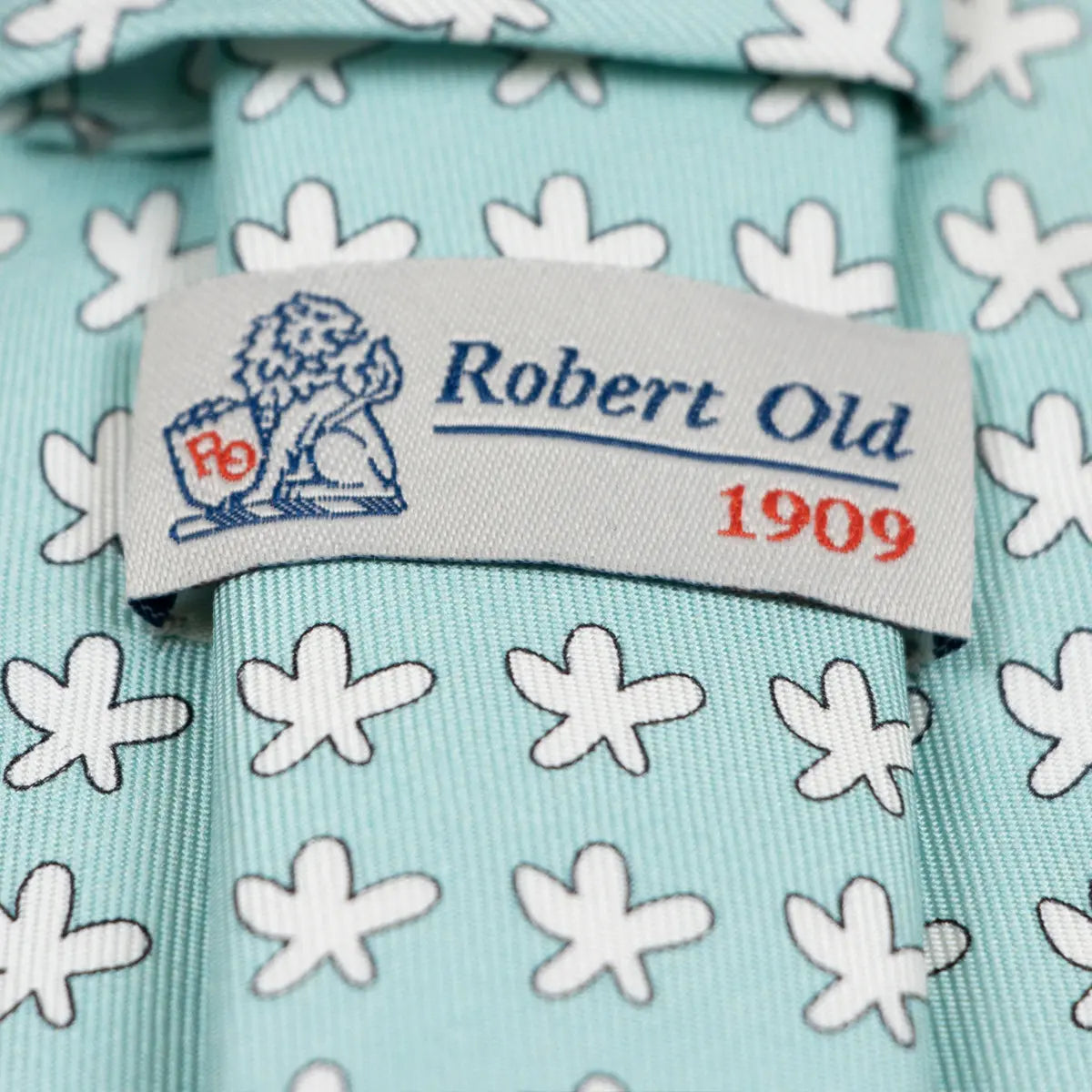 Turquoise Floral Motif 100% Silk Tie  Robert Old   