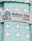 Turquoise Floral Motif 100% Silk Tie  Robert Old   