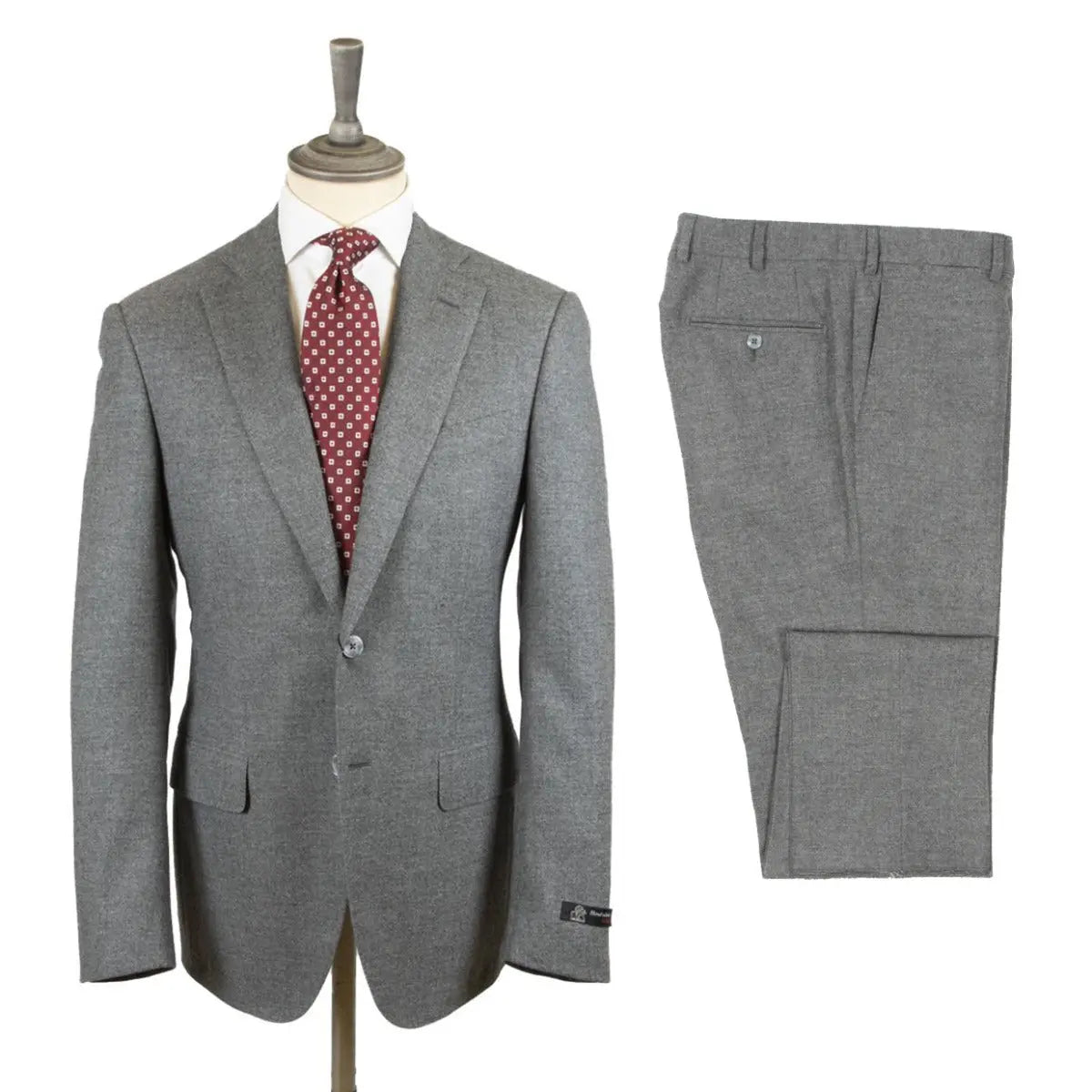 Grey Merino Wool Flannel Suit  Robert Old   