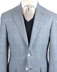 Light Blue Check Virgin Wool & Cashmere Jacket JACKETS Robert Old