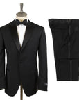 Black Wool & Mohair Satin Tuxedo Suit  Belvest   