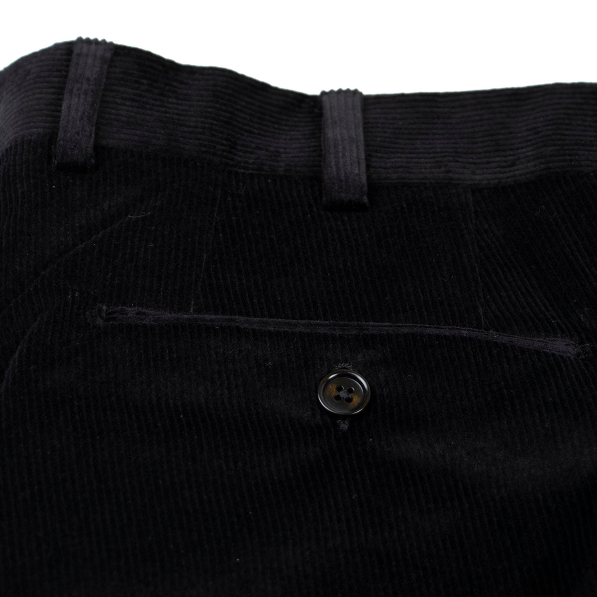 Black Loro Piana Stretch Cotton & Wool Corduroy Trousers  Robert Old   