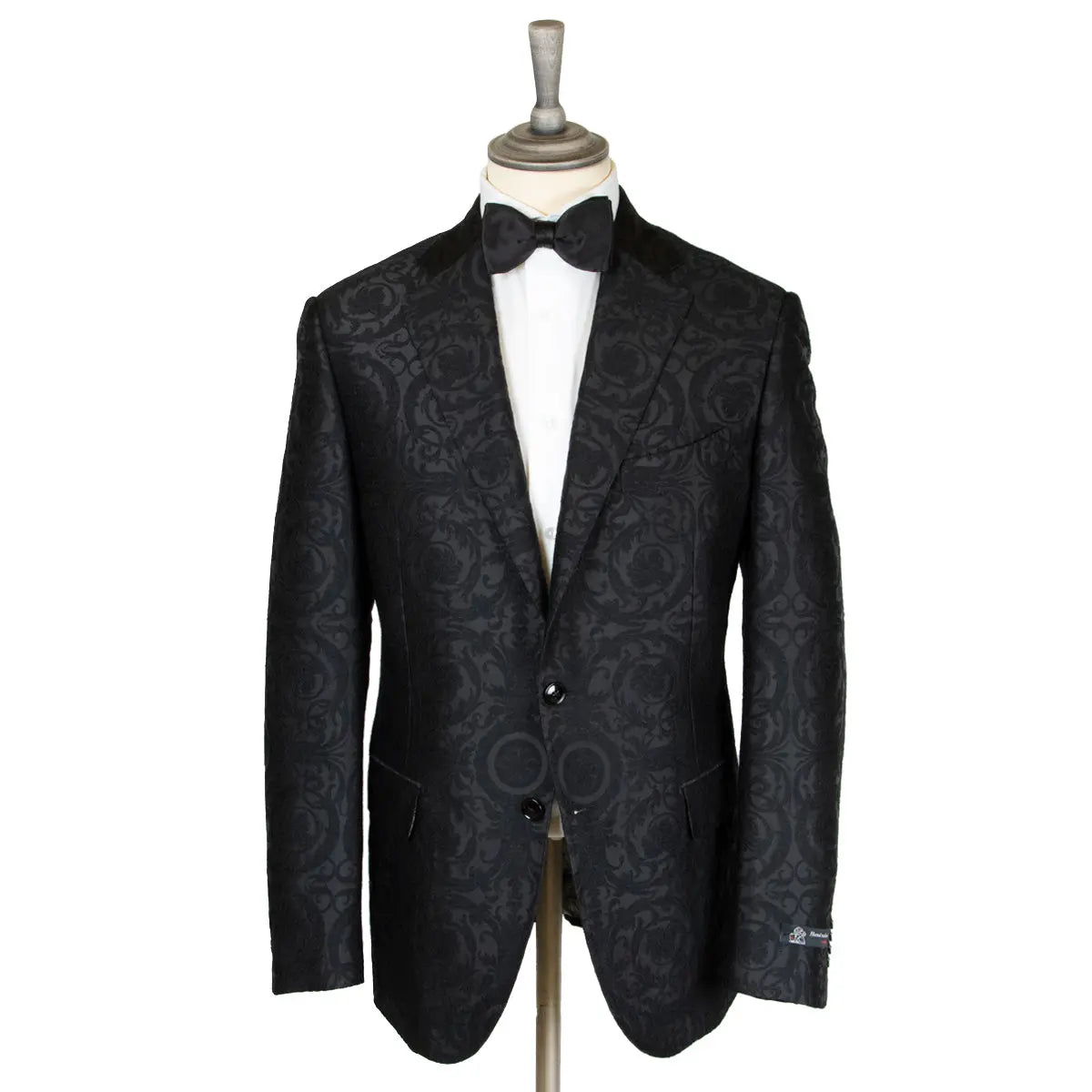 Black Wool & Silk Jacquard Woven Jacket  Robert Old   