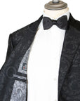 Black Wool & Silk Jacquard Woven Jacket  Robert Old   