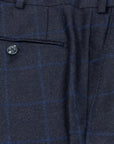 Navy Wool & Cashmere Windowpane Check Suit  Robert Old   