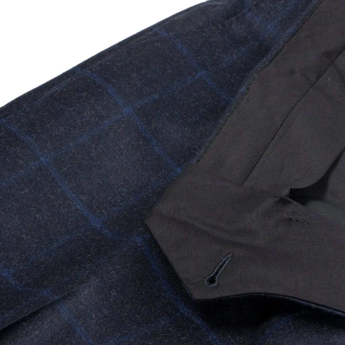 Navy Wool &amp; Cashmere Windowpane Check Suit  Robert Old   