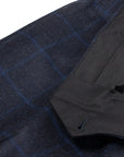 Navy Wool & Cashmere Windowpane Check Suit  Robert Old   