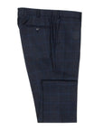 Navy Wool & Cashmere Windowpane Check Suit  Robert Old   