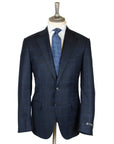 Navy Wool & Cashmere Windowpane Check Suit  Robert Old   