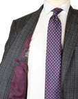 Grey and Purple Check Virgin Wool Suit  Robert Old   