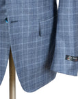 Light Blue Prince of Wales Check Wool Suit  Robert Old   