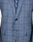 Light Blue Prince of Wales Check Wool Suit  Robert Old   