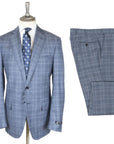 Light Blue Prince of Wales Check Wool Suit  Robert Old   