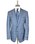 Light Blue Prince of Wales Check Wool Suit  Robert Old   