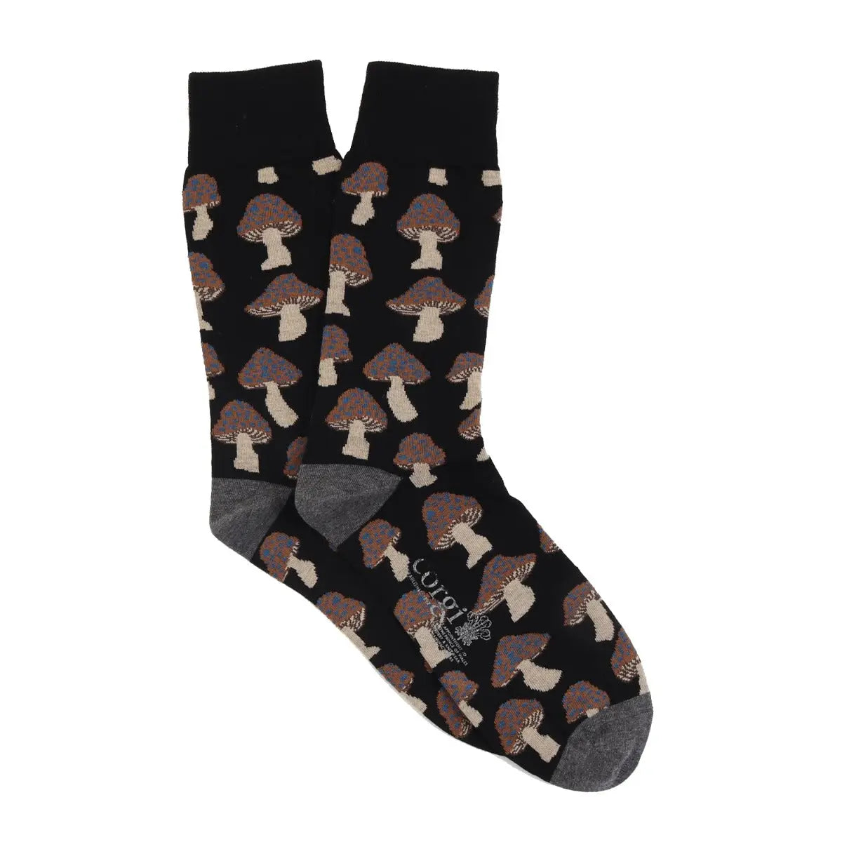 Charcoal Cotton Mushroom Socks  Robert Old   