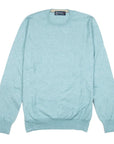 Aqua Cashmere & Cotton Crewneck KNITWEAR Robert Old