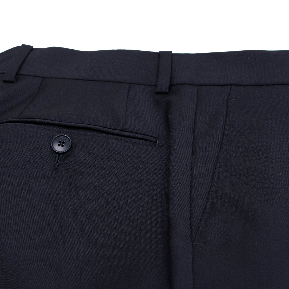 Navy Signature Super 110's Wool Regular Fit Trousers  SCUDERI   
