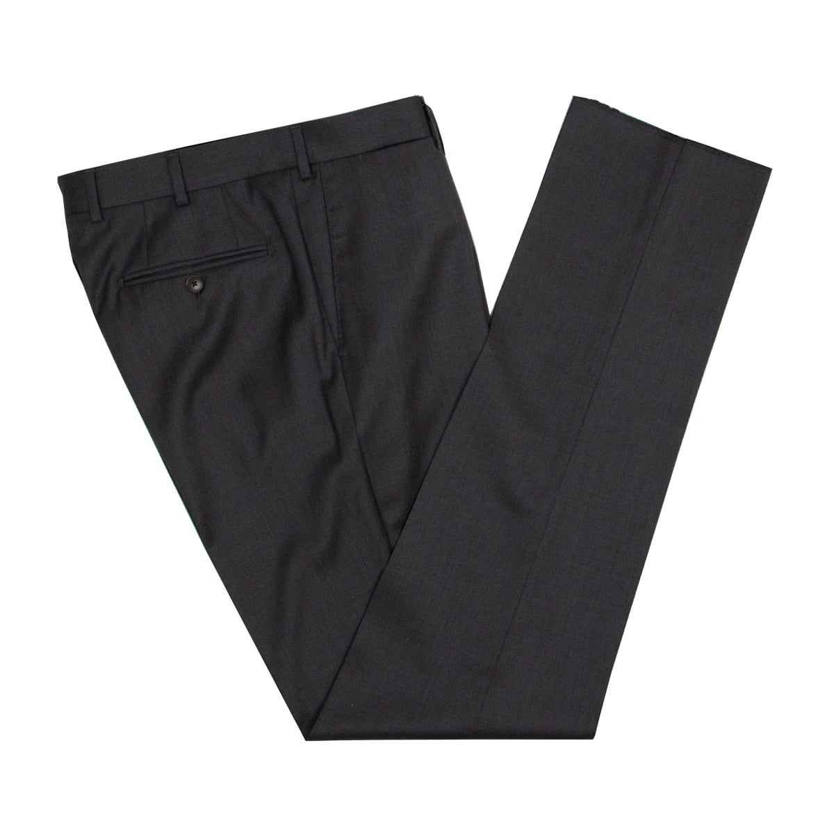 Charcoal Wool Loro Piana Super 130's Regular Fit Trousers  Robert Old   