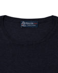 Navy 100% Silk Knit Lightweight T-Shirt  Robert Old   