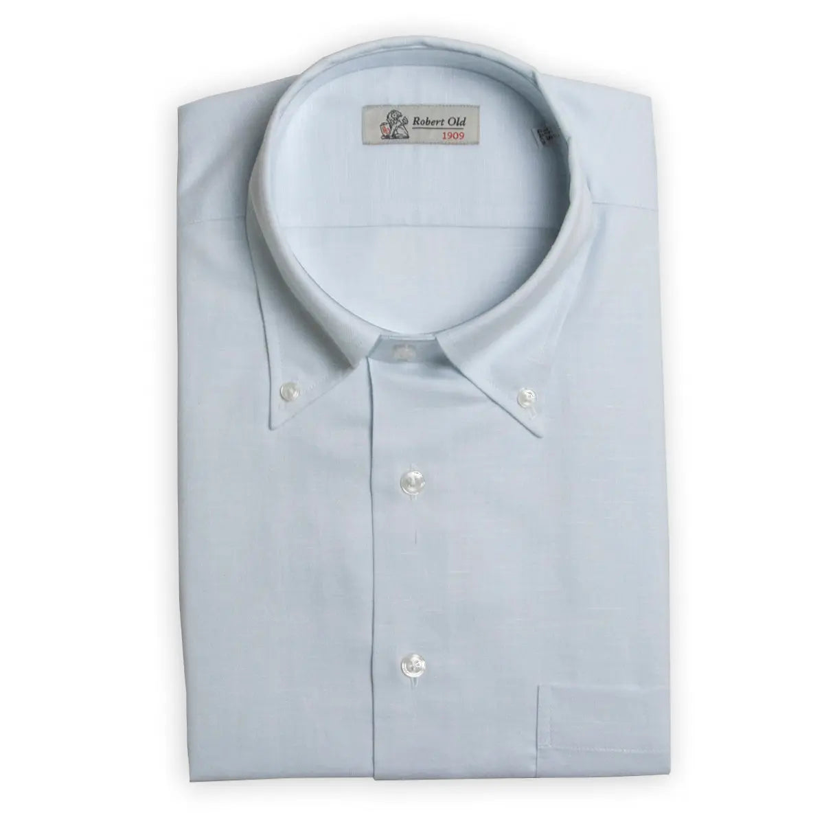 Blue Swiss Cotton & Linen Long Sleeve Shirt  Robert Old   