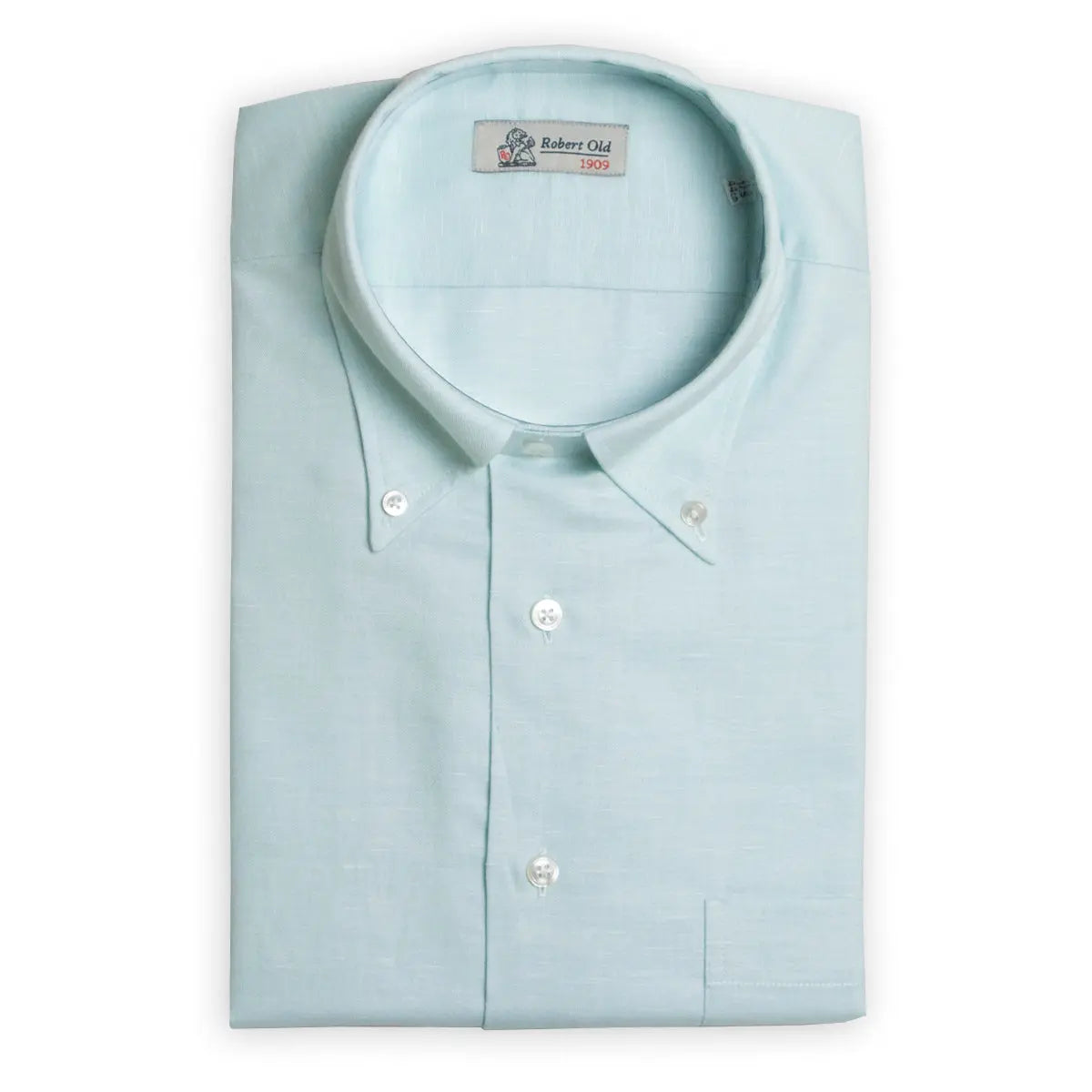 Mint Swiss Cotton &amp; Linen Long Sleeve Shirt  Robert Old   