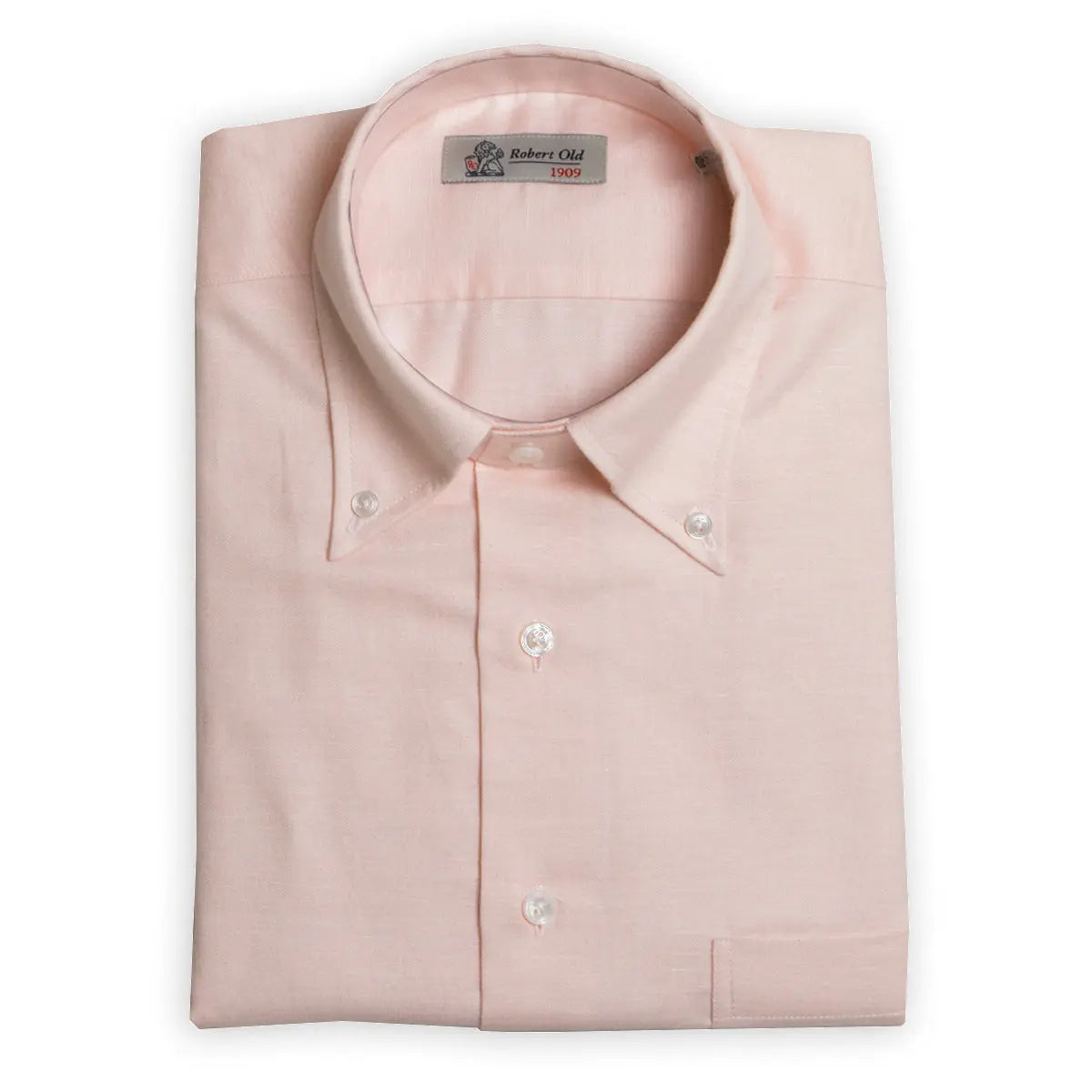 Pink Swiss Cotton &amp; Linen Long Sleeve Shirt  Robert Old   