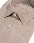 Brown Linen Long Sleeve Shirt  Robert Old   