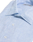 Sky Blue Linen Long Sleeve Shirt  Robert Old   