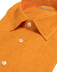 Orange Linen Long Sleeve Shirt  Robert Old   