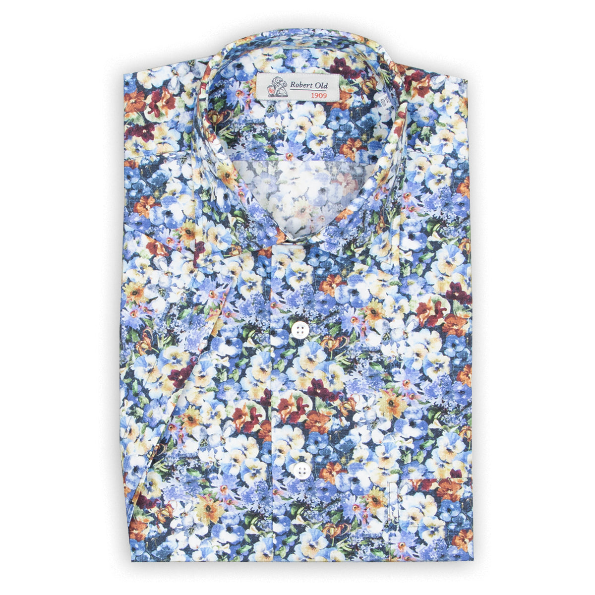 Floral 100% Swiss Cotton Short Sleeve Shirt  Robert Old   