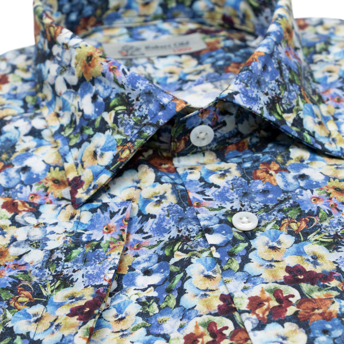 Floral 100% Swiss Cotton Short Sleeve Shirt  Robert Old   
